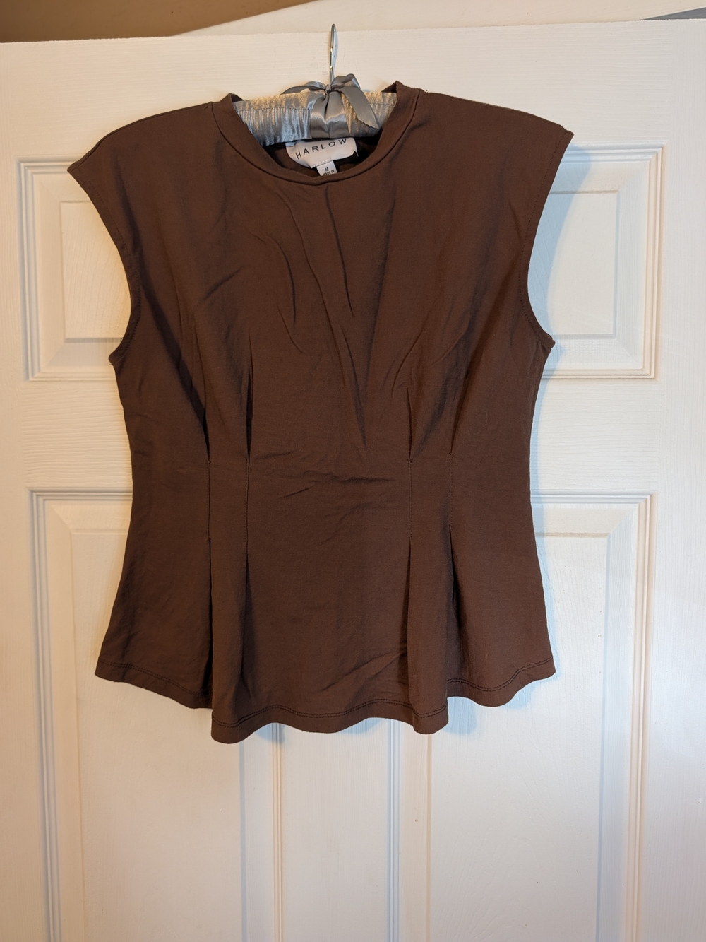 Harlow Brown Structured Cap-Sleeve Tank Top